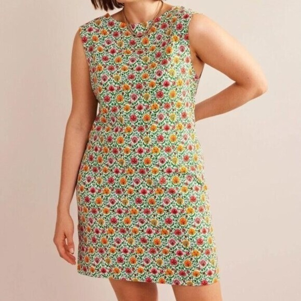 Boden Sleeveless Jersey Shirt Dress Green‎ Enchanting Bloom Size 6